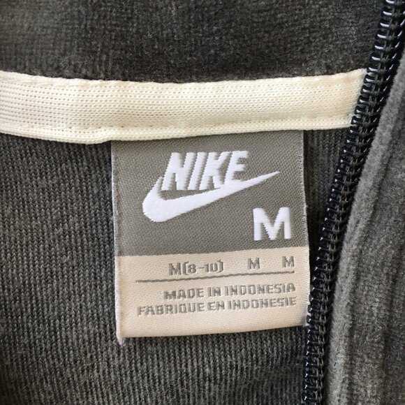 NIKE Long Sleeve Gray Velvet/Velour Perforation Detail Collared Track Jacket - Picture 2 of 13